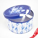 Маленькое фото 3: Набор коробок подарочных круглых «Гжель» 4шт, D23хH10см, белый/синий