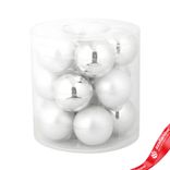 Маленькое фото 1: Набор шаров 15шт. в тубе (стекло), D6см, в асс., серебряный