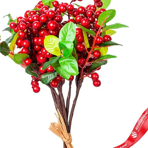 Фото 2: Букет с ягодами, искусственный, 24см, красный