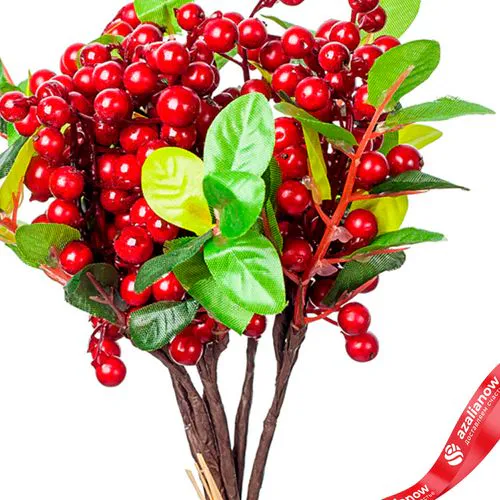 Фото 4: Букет с ягодами, искусственный, 24см, красный