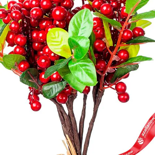 Фото 5: Букет с ягодами, искусственный, 24см, красный