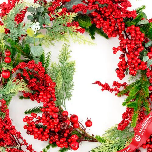 Фото 4: Гирлянда еловая с ягодами и эвкалиптом, 183см, зеленый/красный
