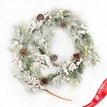 Маленькое фото 1: Гирлянда еловая с ягодами и шишками заснеженная, 183см, зеленый/белый