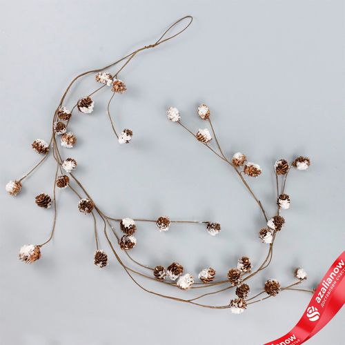 Гирлянда с шишками заснеженная, 130см, коричневый