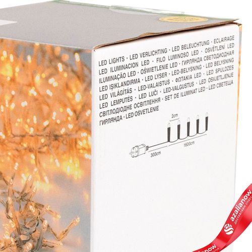 Фото 4: Гирлянда светодиодная 16м, 800 ламп, тепл. бел. свет, шнур 3м, прозрачный