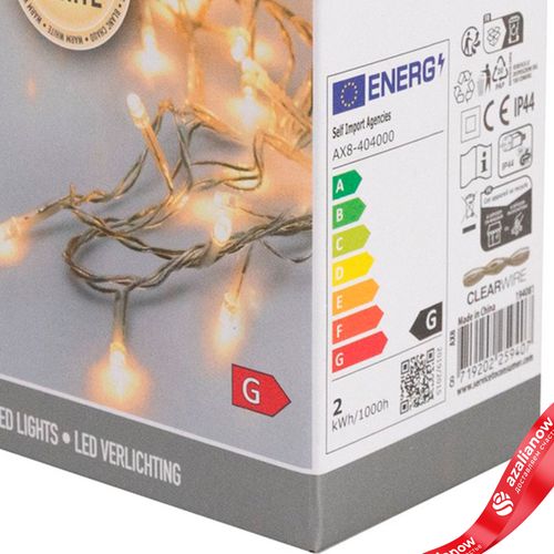 Фото 5: Гирлянда светодиодная 3м, 40 ламп, тепл. бел. свет, шнур 3м, прозрачный