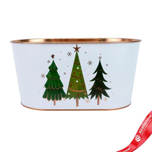 Кашпо «Елочки» (металл), 22,5х13,5хH11,5см, белый