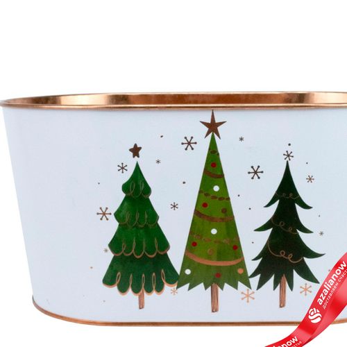 Фото 2: Кашпо «Елочки» (металл), 22,5х13,5хH11,5см, белый