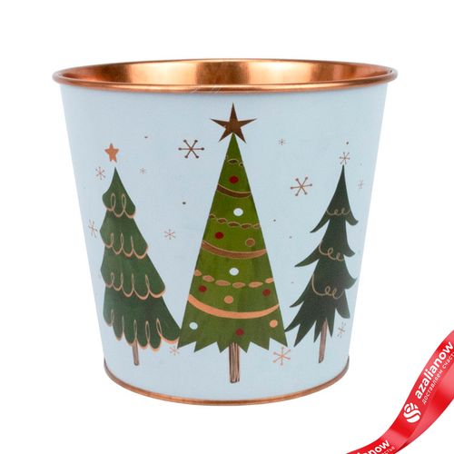 Кашпо «Елочки» (металл), D13,5хH12см, белый