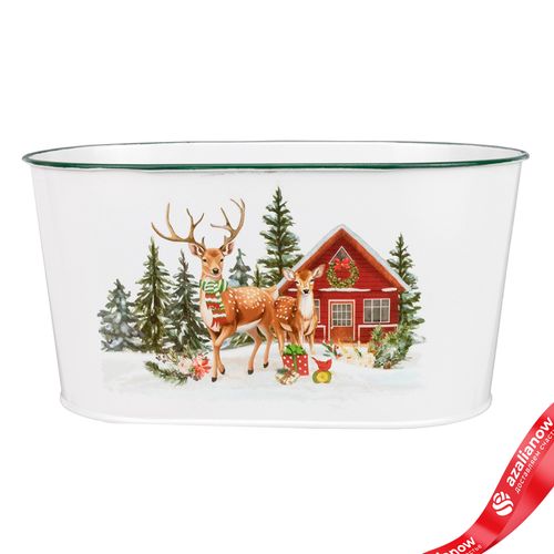 Кашпо «Олень» (металл), 22,5х13,5хH11,5см, белый