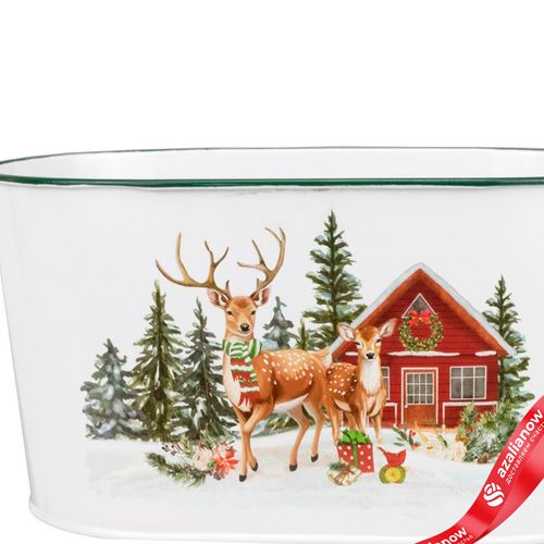 Фото 2: Кашпо «Олень» (металл), 22,5х13,5хH11,5см, белый