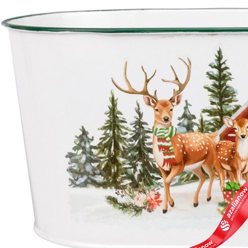 Фото 4: Кашпо «Олень» (металл), 22,5х13,5хH11,5см, белый