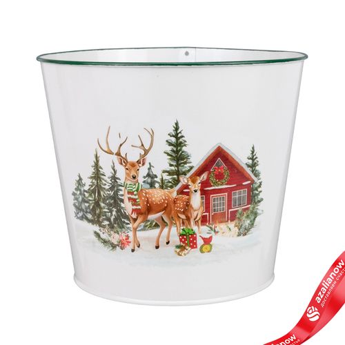 Кашпо «Олень» (металл), D13,5хH12см, белый