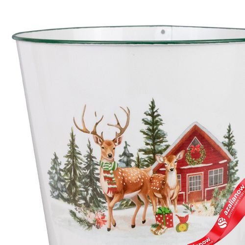 Фото 2: Кашпо «Олень» (металл), D13,5хH12см, белый