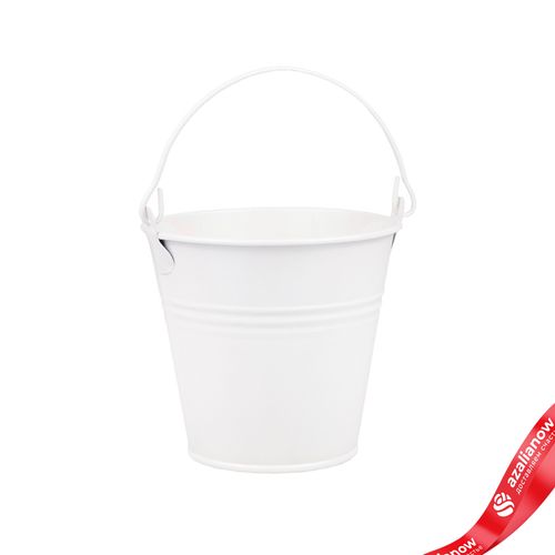 Кашпо «Три Линии Ведерко с ручкой» (металл), D9,5xH7,5см, белый