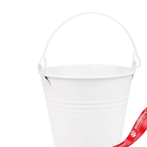 Фото 2: Кашпо «Три Линии Ведерко с ручкой» (металл), D9,5xH7,5см, белый