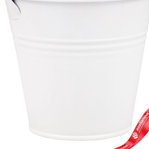 Фото 5: Кашпо «Три Линии Ведерко с ручкой» (металл), D9,5xH7,5см, белый