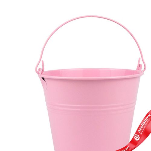 Фото 2: Кашпо «Три Линии Ведерко с ручкой» (металл), D9,5xH7,5см, розовый