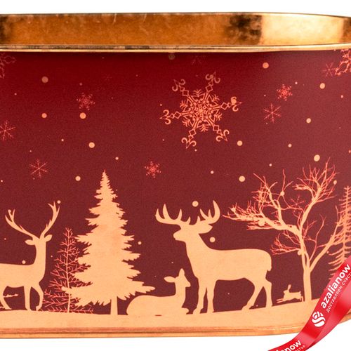 Фото 3: Кашпо «Зимний пейзаж» (металл), 22,5x13,5хH11,5см, красный/золотой