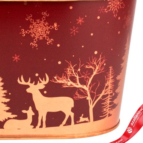 Фото 5: Кашпо «Зимний пейзаж» (металл), 22,5x13,5хH11,5см, красный/золотой