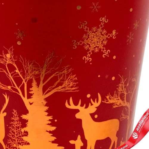 Фото 4: Кашпо «Ведерко Зимний пейзаж» (металл), D13,5xH11,5см, красный/золотой