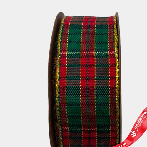 Фото 2: Лента «Шотландка» (полиэстер), 25 мм 10 м, красный/зеленый