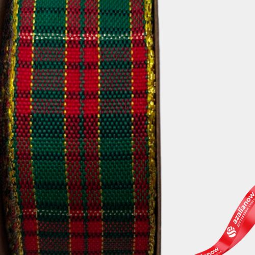 Фото 3: Лента «Шотландка» (полиэстер), 25 мм 10 м, красный/зеленый