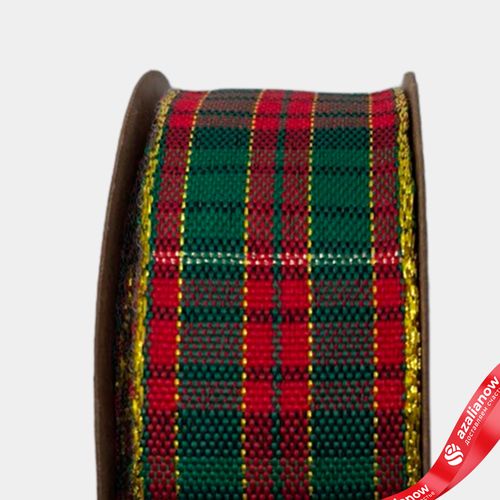 Фото 4: Лента «Шотландка» (полиэстер), 25 мм 10 м, красный/зеленый