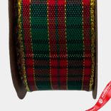 Маленькое фото 5: Лента «Шотландка» (полиэстер), 25 мм 10 м, красный/зеленый