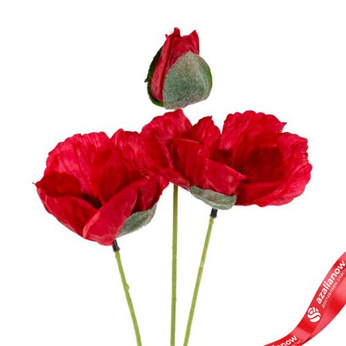Фото 5: Мак искусственный (пластик), 50см, красный