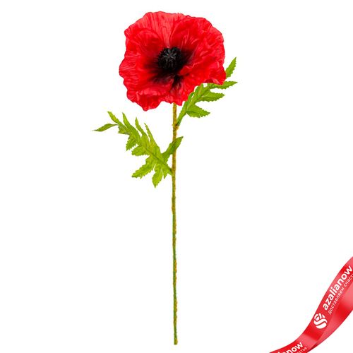 Мак искусственный (пластик), 57см, красный