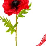 Маленькое фото 3: Мак искусственный (пластик), 57см, красный