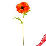 Маленькое фото 1: Мак искусственный (пластик), 57см, оранжевый