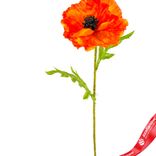 Маленькое фото 2: Мак искусственный (пластик), 57см, оранжевый