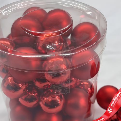 Фото 2: Набор шаров 36 шт. на проволоке (стекло), D2,5-3см, в асс., красный