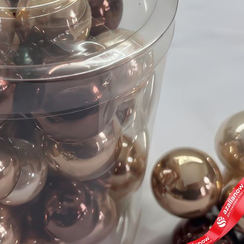 Фото 3: Набор шаров 36 шт. на проволоке (стекло), D2,5-3см, в асс., шампань/коричневый