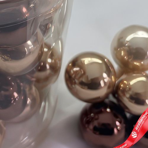 Фото 5: Набор шаров 36 шт. на проволоке (стекло), D2,5-3см, в асс., шампань/коричневый