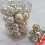 Маленькое фото 1: Набор шаров 36 шт. на проволоке (стекло), D2,5-3см, в асс., шампань/кремовый