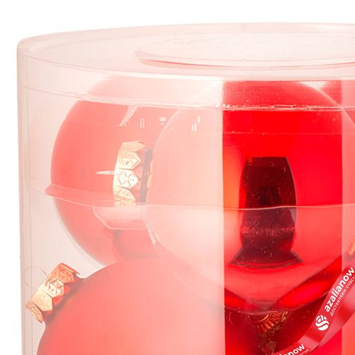 Фото 4: Набор шаров 6шт. в тубе (стекло), D10см, красный