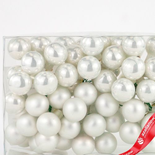 Фото 2: Набор шаров 72шт. на проволоке (стекло), D2см, в асс., белый