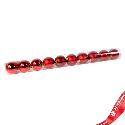 Набор шаров в тубе 10шт. (пластик), D6см, красный