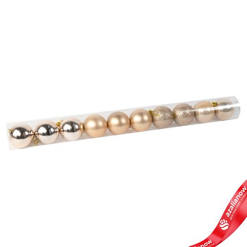 Набор шаров в тубе 10шт. (пластик), D6см, шампань