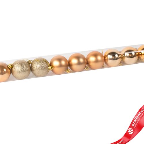 Фото 2: Набор шаров в тубе 10шт. (пластик), D6см, золотой