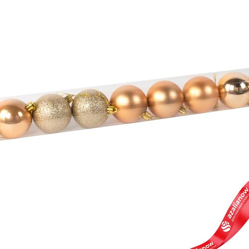 Фото 3: Набор шаров в тубе 10шт. (пластик), D6см, золотой