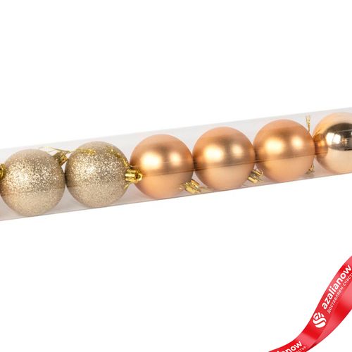 Фото 5: Набор шаров в тубе 10шт. (пластик), D6см, золотой