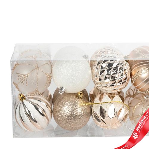 Фото 2: Набор шаров 16шт. (пластик), D8см, шампань