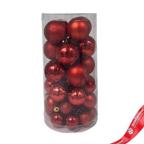 Набор шаров в тубе 36шт. (пластик), D3-5см, красный