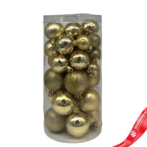 Набор шаров в тубе 36шт. (пластик), D3-5см, золотой