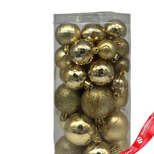 Фото 2: Набор шаров в тубе 36шт. (пластик), D3-5см, золотой