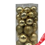 Маленькое фото 2: Набор шаров в тубе 36шт. (пластик), D3-5см, золотой